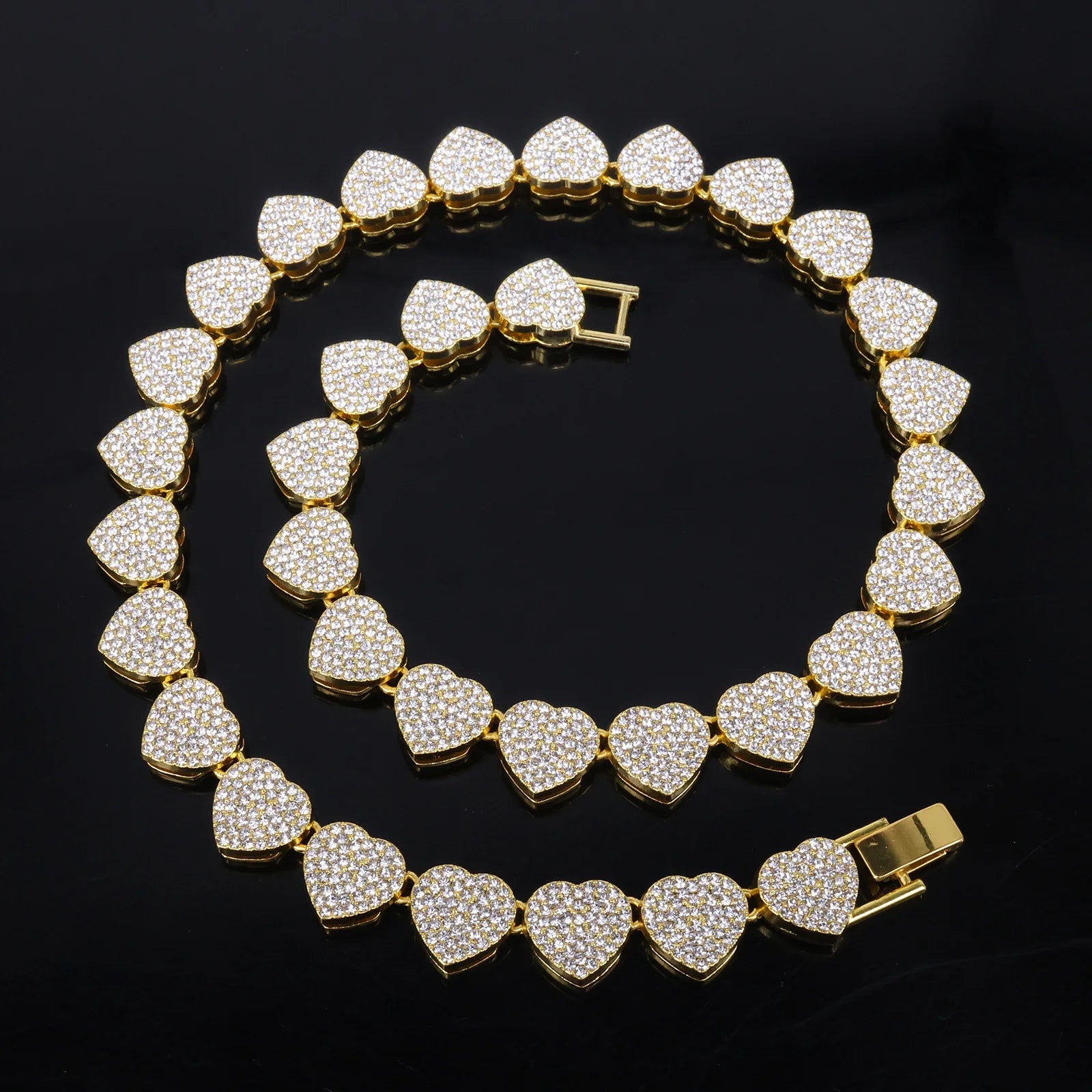 Elegante Collar Tennis con Corazónes  Brillantes