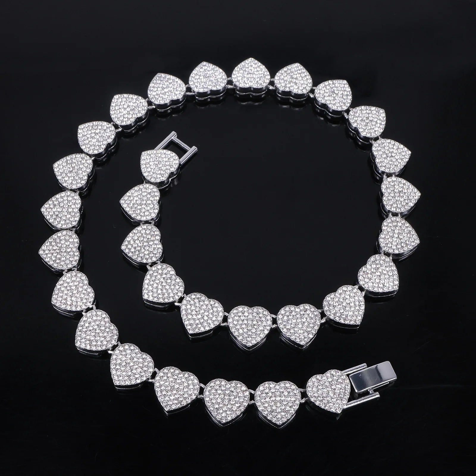Elegante Collar Tennis con Corazónes  Brillantes