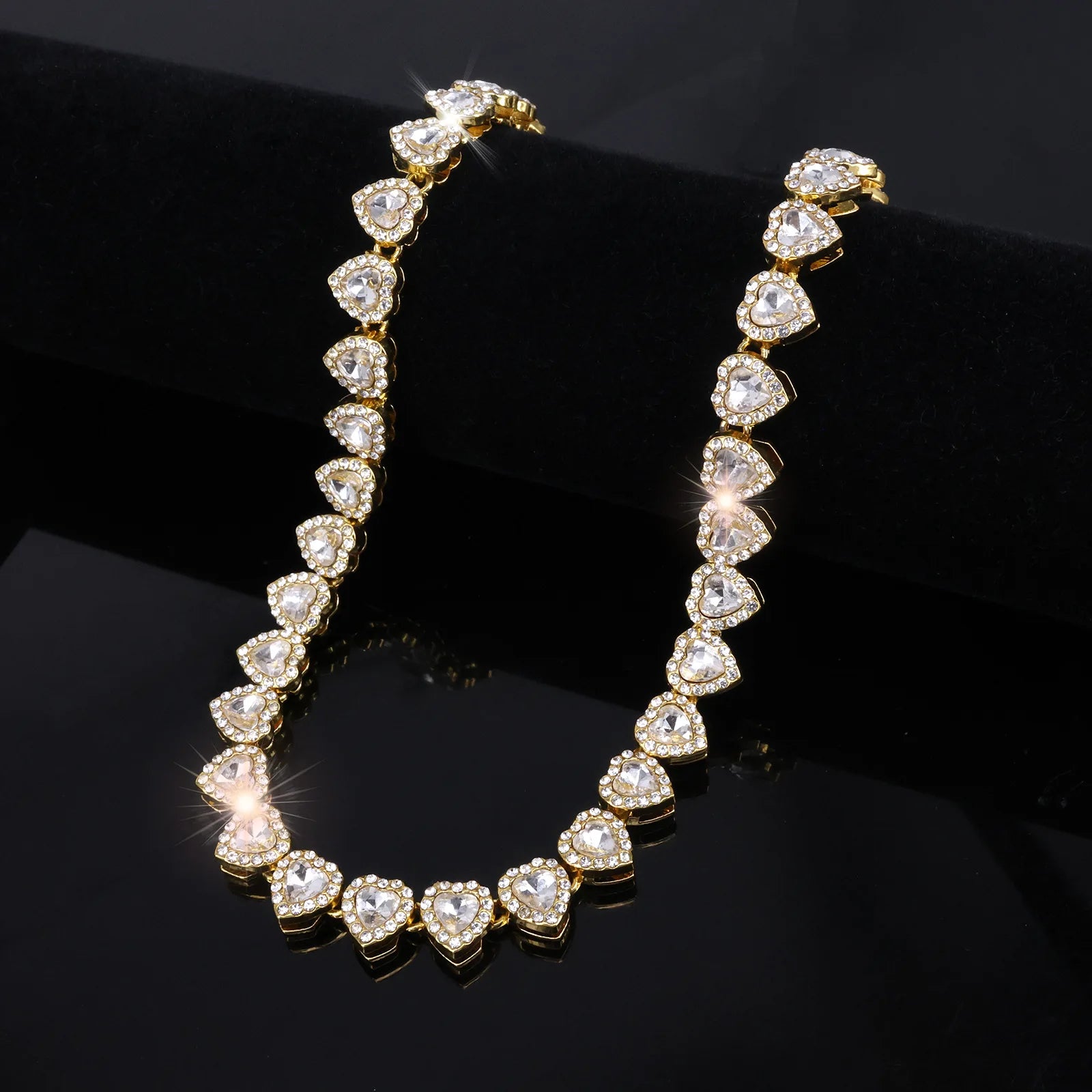 Elegante Collar Tennis con Corazónes  Brillantes