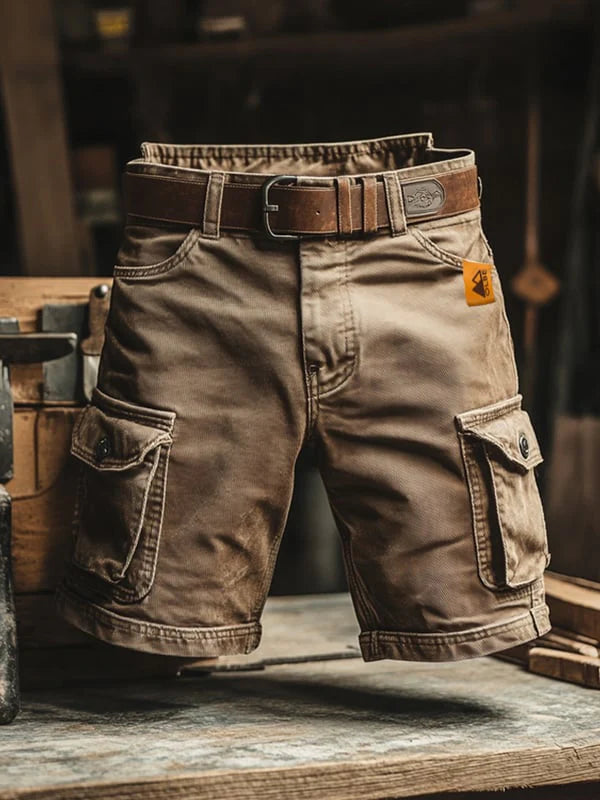Short Cargo Retro para-Hombre con Bolsillos Múltiples